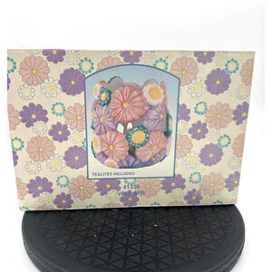 Spring Porcelain Tea Light Votive Candle Holders Set Of 6 Floral Purple Orange